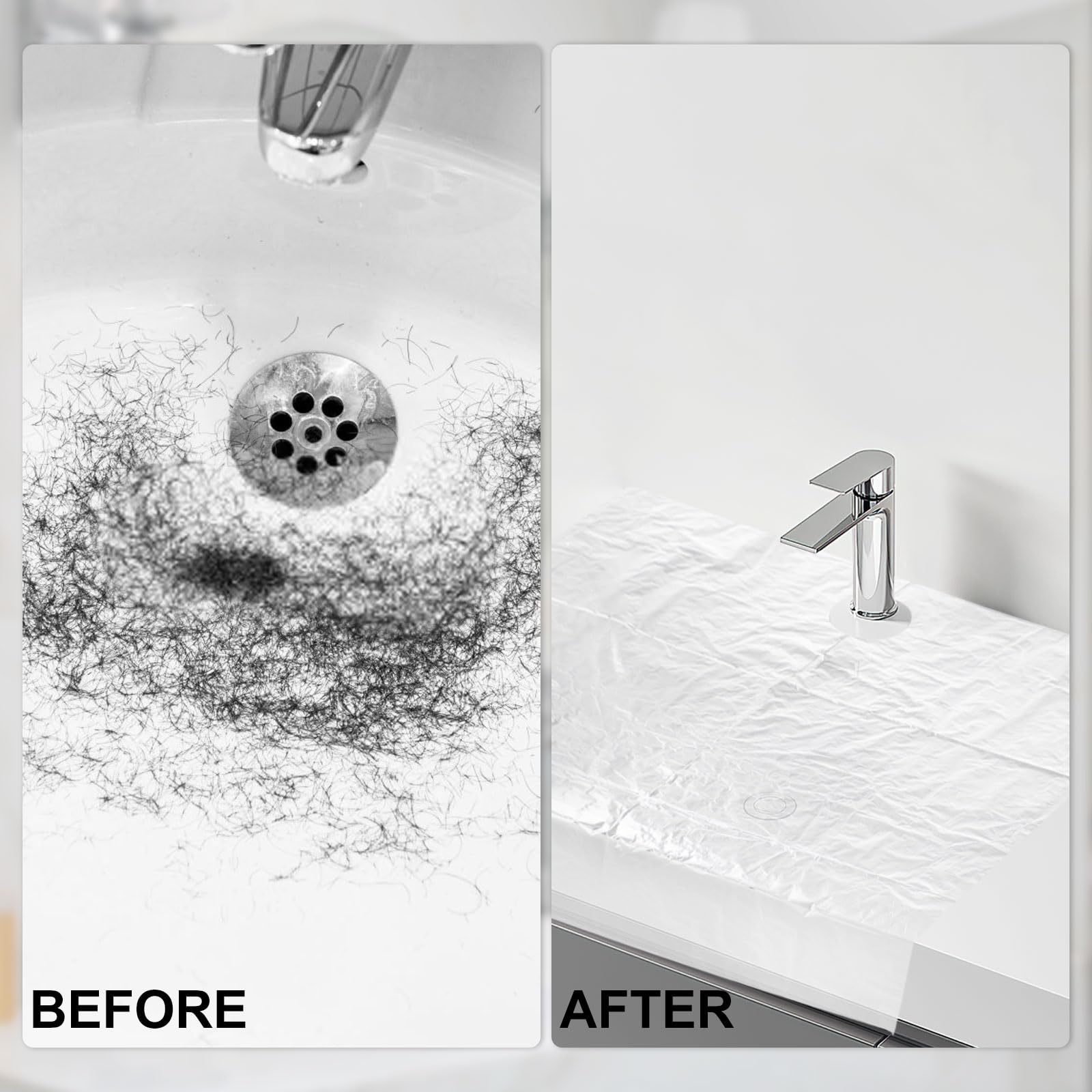Beard Hair Catcher for Sink Beard Bib Disposable Beard Catcher for Shaving Sink Cover for Shaving & Trimming Clear Stop Worrying About Cleaning (Clear 50 PCS)