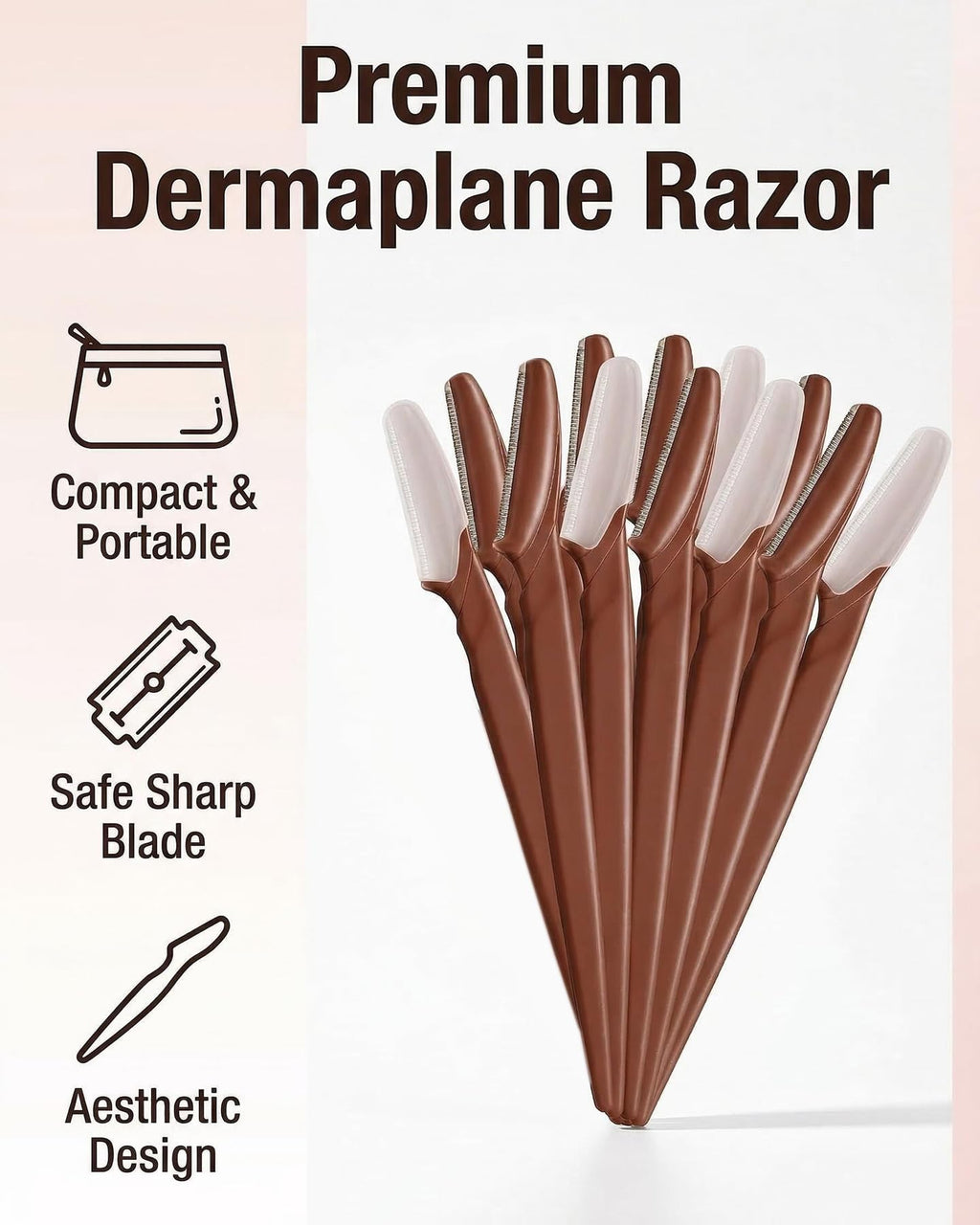 Dermaplane razor for Women – Gentle face razors for women & eyebrow razor Kit for Peach Fuzz Removal, Safe Protective Blade, Painless Facial Hair Remover & Exfoliating Tool, Pink,12-Pack