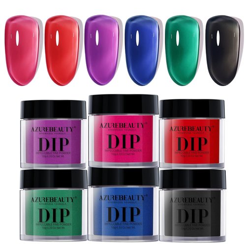 AZUREBEAUTY Dip Powder Nail Kit - 6 Color Jelly Glow for Stunning French Nail Art | DIY Home Manicure