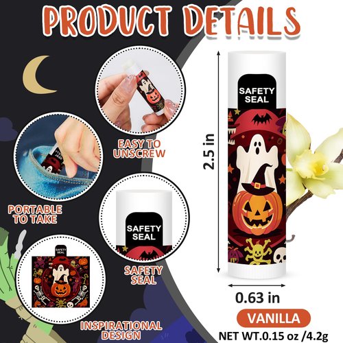 DMSKY Halloween Lip Balm 60 Pcs, Halloween Party Favors Goody Bag Stuffers Fillers for Trick or Treat