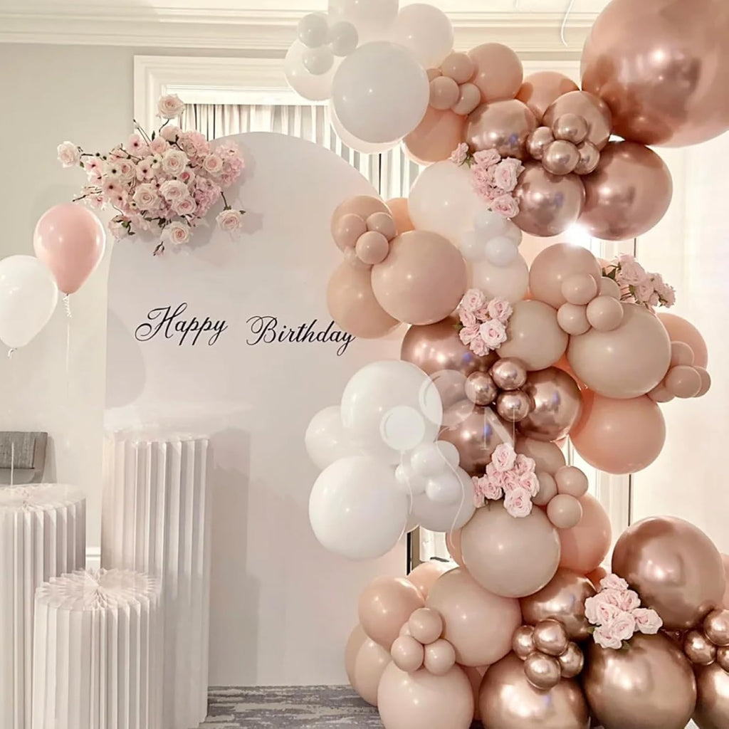 Voircoloria Rose Gold Balloon Garland Kit - 90 Pack of 18/12/10/5 Inch Balloons for Weddings, Graduations & Parties
