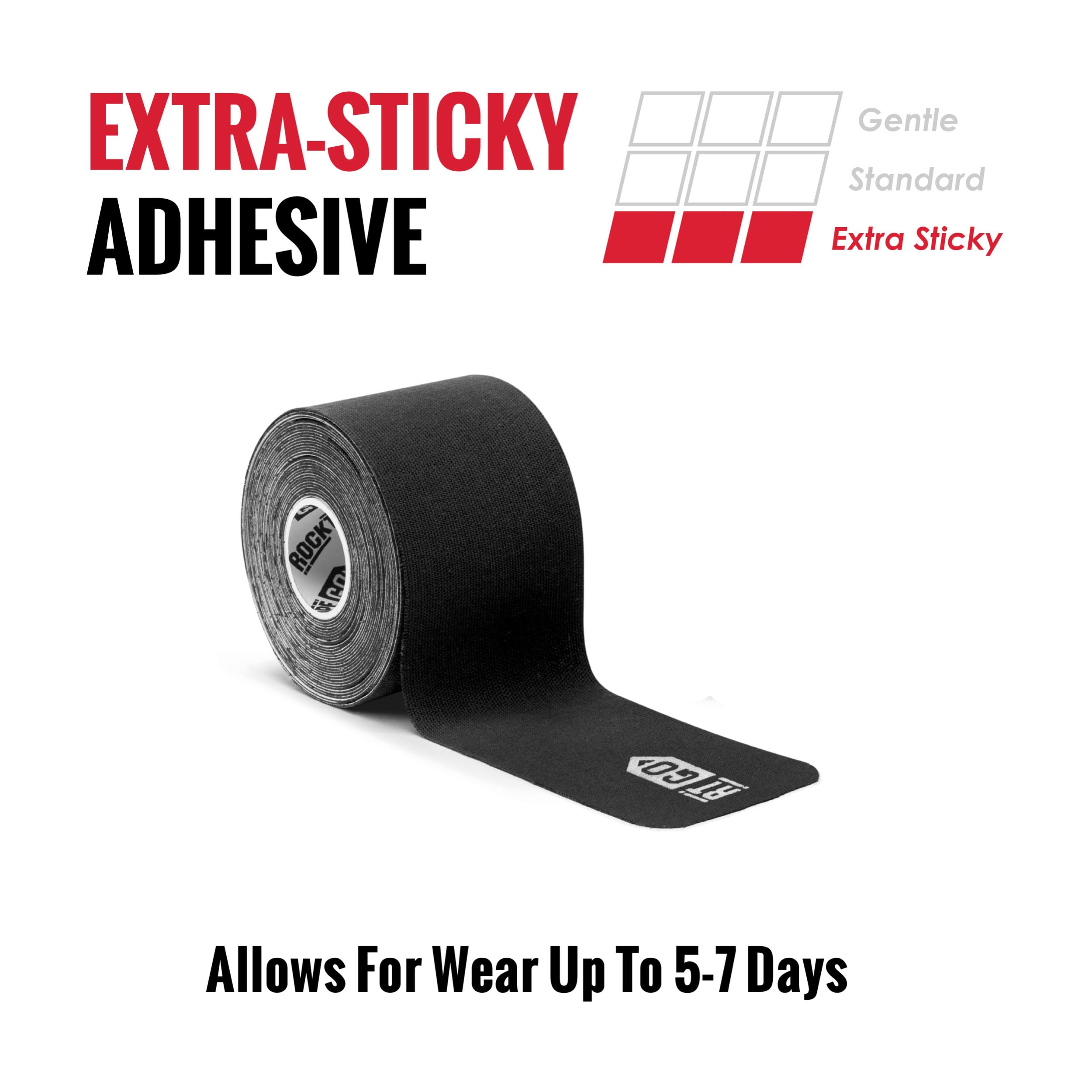 RockTape Go Extra-Sticky Adhesive Pre-Cut Kinesiology Tape (Black)