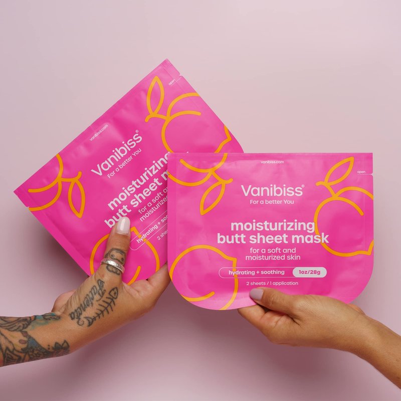 Vanibiss Moisturizing Butt Mask for Women - Hydrating & Soothing Beauty Mask for Your Bum - Collagen Skincare for Buttocks (4 Pack)