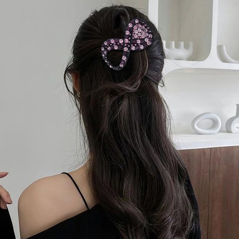 6 Pcs Rhinestone French Concord Flat Hair Clips, 3.74 Inch Curved Hair Claw Alligator Hair Clips Volume Strong Hold Banana Barrettes Hair Clamps Jaw Clips for Women