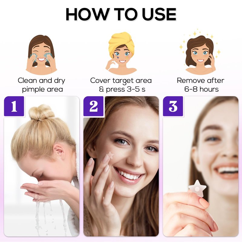 VOZRO Star Pimple Patches 360 Counts, Hydrocolloid Pimples, w/Salicylic Acid & Tea Tree Oil, Pimple Patches for Face - Conceal Whiteheads, Blackheads And Blemishes, Ance (10mm,12mm,14mm)