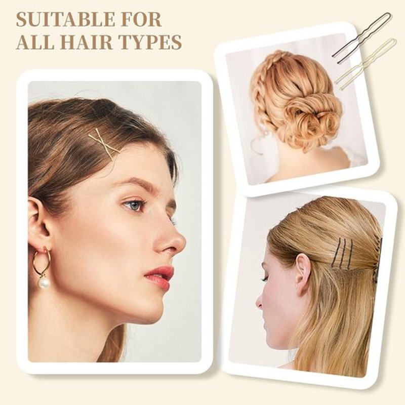 QIUTIMIY 300 Pcs 1.38 & 2.2 Inch Wave-Shaped Bobby Pins Mix Metal Hair Pins Hair Accessories for Women Stylists Hair Sticks Girl