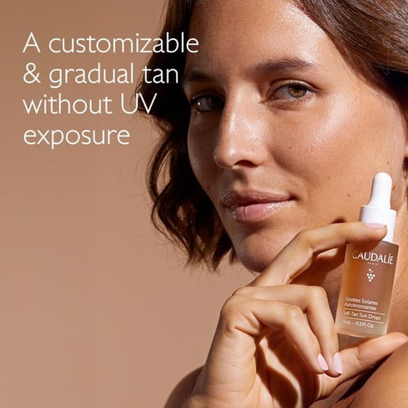 Caudalie Self-Tan Sun Drops - Hydrating Face Tanning Drops for a Customizable Gradual Tan | 15 mL