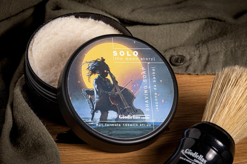 The Goodfellas’ Smile SOLO (Sandalwood & Mandarin Orange) Italian Shaving Soap – Semi-Soft Lathering Soap for Wet Shaving, Traditional Grooming & Use with a Shaving Brush