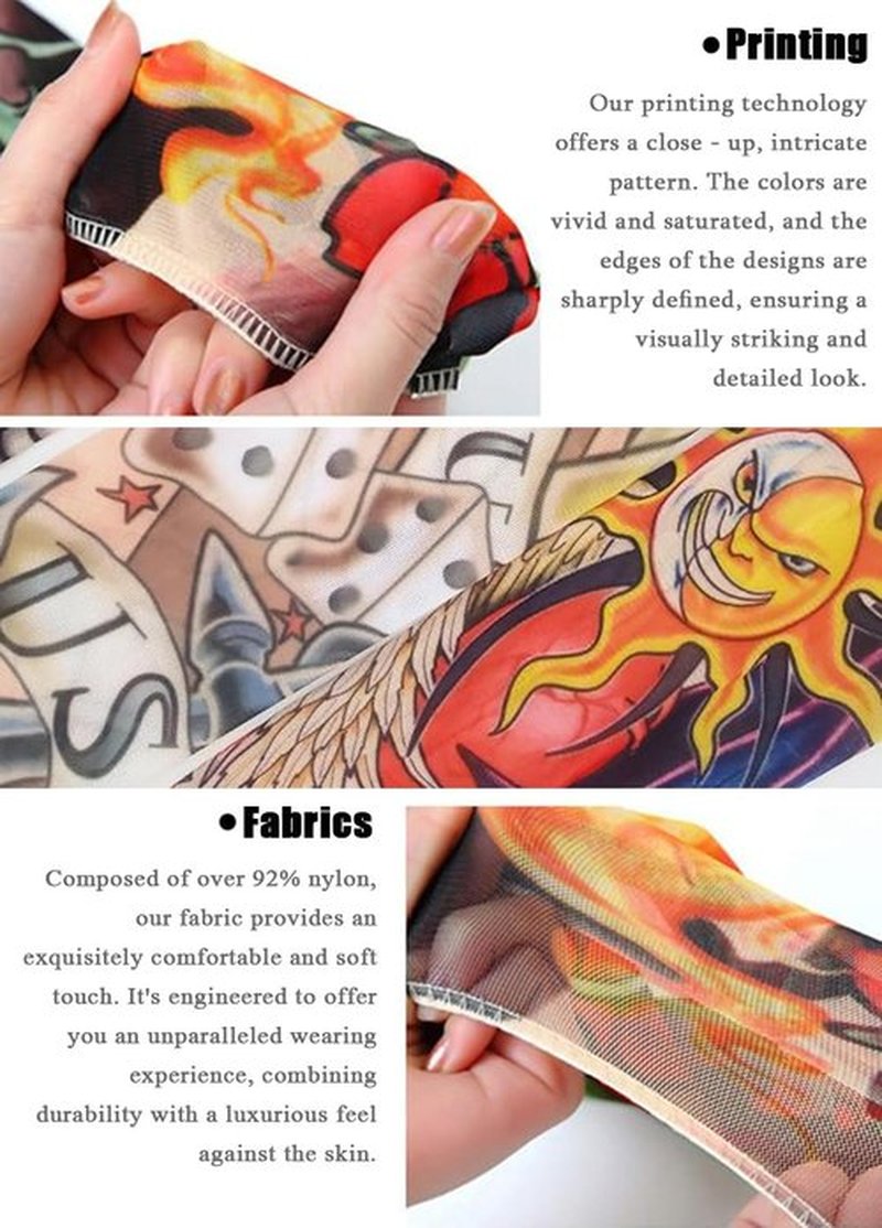 iToolai Kids Temporary Tattoo Sleeves,Fake Slip on Arm Sunscreen Sleeves for Boys and Girls,10pcs