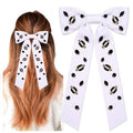 Game Day Football Hair Bows Accessories for Women Jeweled Large Ribbon Bow Clips Red Blue Spirit Day Accessories Game Day Outfits Sports Team Spirit Football Mom Accessories Gifts (Pattern A1)