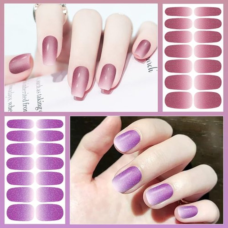 DANNEASY 16 Sheets Nail Polish Strips Full Nail Wraps Self Adhesive Nail Polish Stickers Gel Nail Strips Sticker Nails for Women Nail Art Accessories with 1pc File, Cuticle Stick (Gradient Glitter)