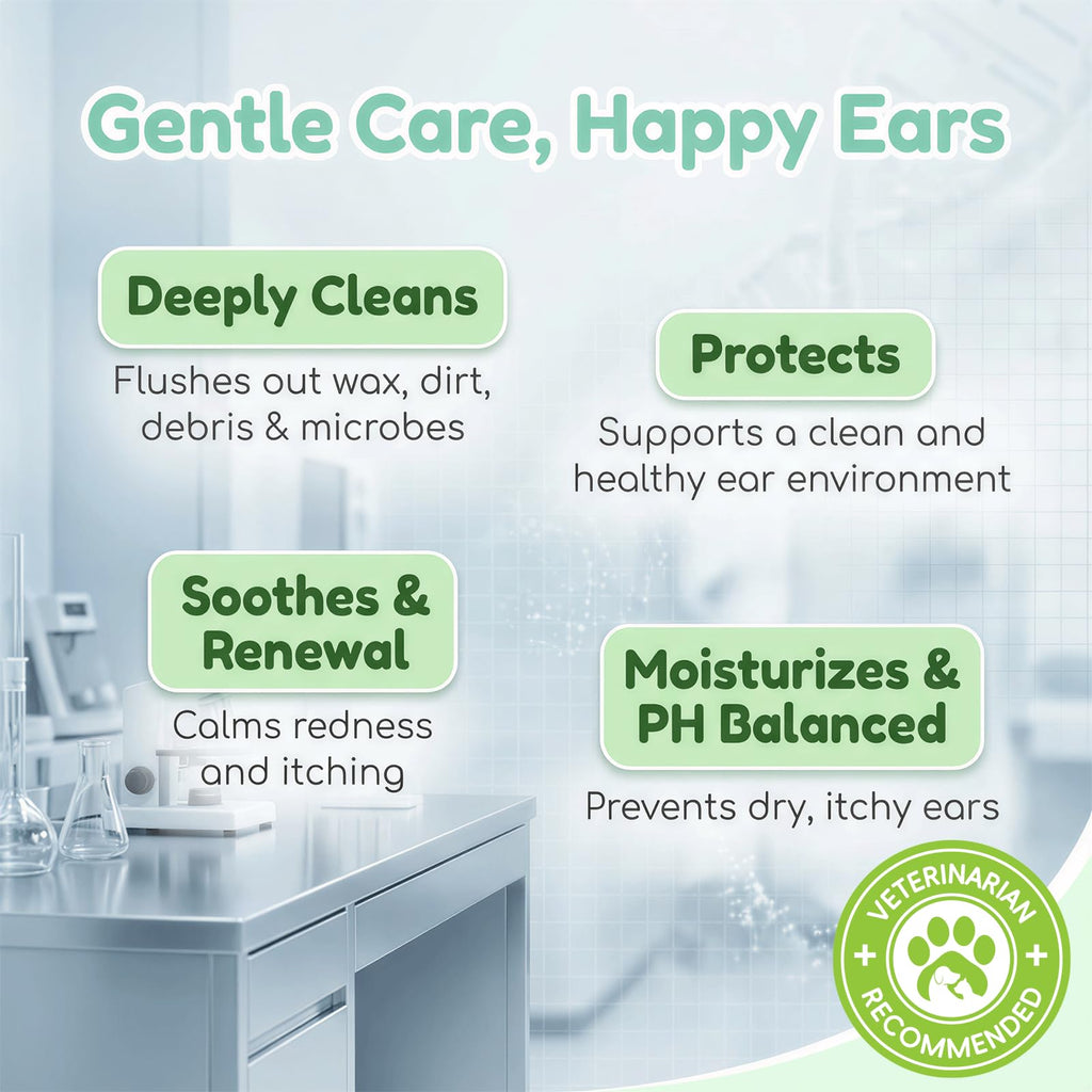 Cabishy Dog & Cat Ear Cleaner for Itchy, Smelly Ears – Gentle Ear Wax Removal & Soothing Ear Wash with Centella Asiatica, Alcohol-Free Pet Ear Cleaning Solution for Dogs & Cats (4oz)