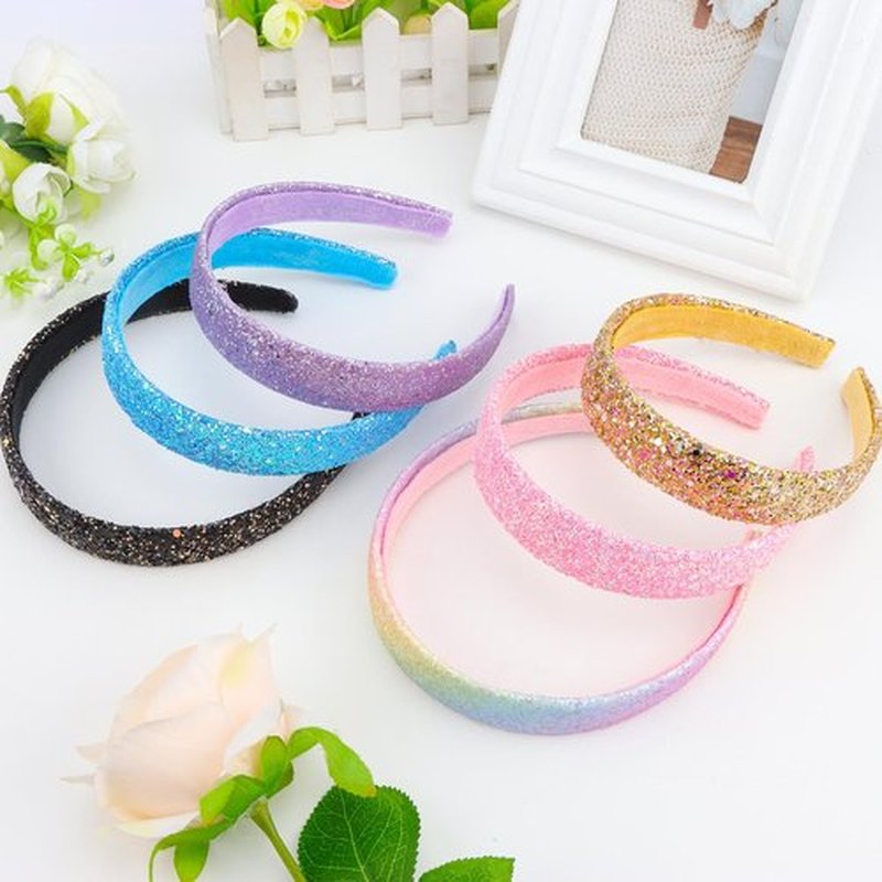 Tihebax 6Pcs Headbands for girls Women Glitter Rainbow Headband Women Girls Sparkly Headband Gold Pink Blue Purple Hairband for Girls Hair Accessories for Party Holiday Back to School