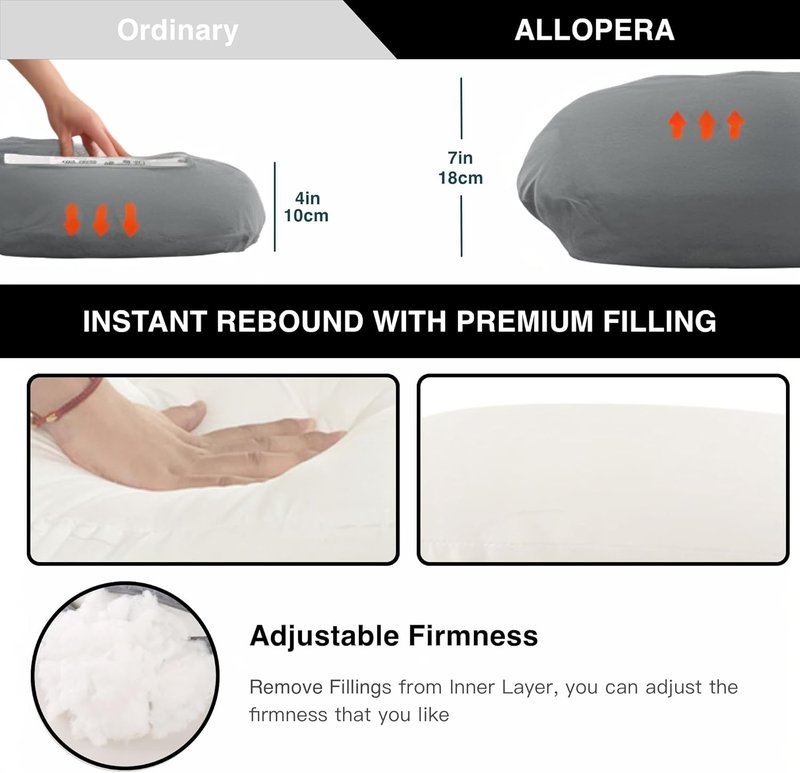 ALLOPERA Pregnancy Pillow - Full Body 57 Inch Maternity Support with Removable Washable Cover | Black Milk Fiber
