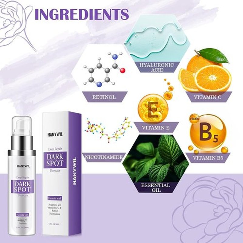 HANYWIL Dark Spot Remover Serum - Retinol & Niacinamide Formula for Melasma & Hyperpigmentation | 1.7 Fl Oz