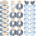 Tethzeng Bridesmaid Scrunchies Proposal Gifts Bachelorette Hair Claws Clips Girls heart sunglasses for Wedding Party Favors (White&Dusty Blue)