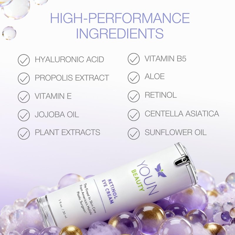 YOUN Beauty Retinol Eye Cream by Plastic Surgeon Dr. Anthony Youn | Paraben-Free Night Eye Cream with Liposomal Retinol & Hyaluronic Acid | Under Eye Cream for Hydration and Skin Firming, 1 Fl Oz