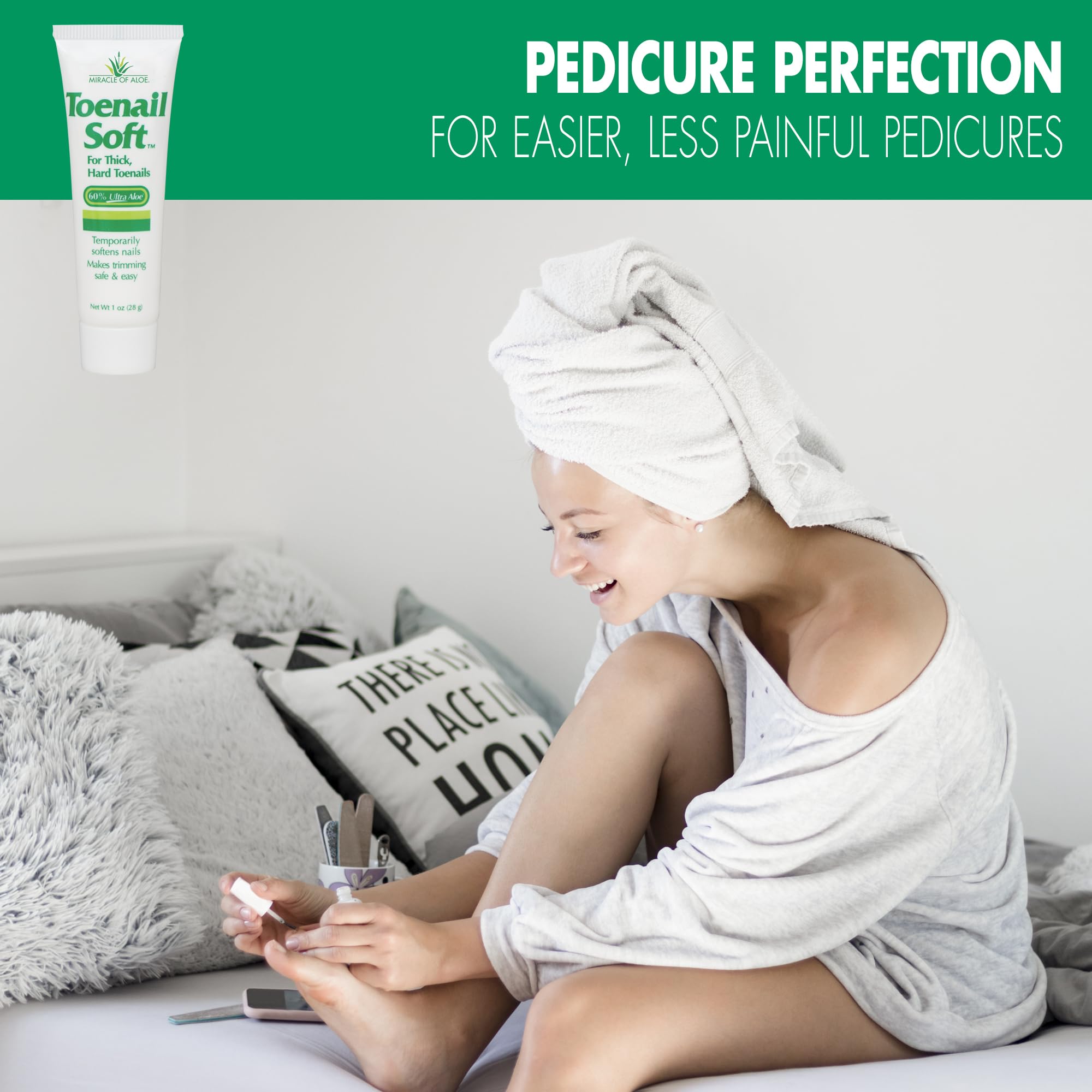 Toenail Softener for Thick Hard Toenails - Safe for Seniors & All Ages - Fast-Acting Toenail Softening Cream - Non Greasy Nail Cream Formulated with Natural Aloe Vera (1 Ounce Tube (Pack of 2))
