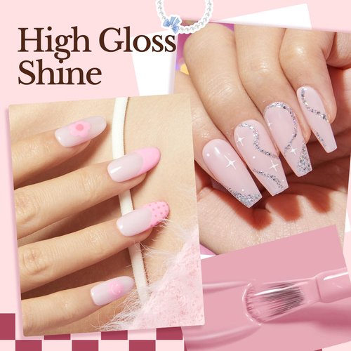 AZUREBEAUTY Valentines Pink Nail Polish Set Quick Dry Peach Light Pink Rose 4 Colors Natural Fingernail with Top Coat DIY Salon Home no Gel Women Gifts