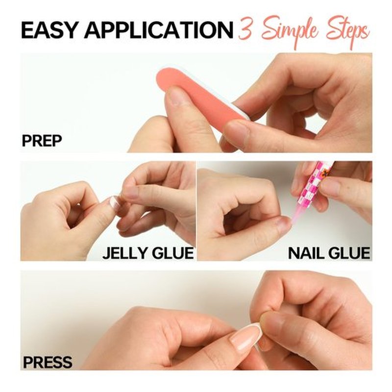 LY LANYOS Press On Nails Duck, Medium Fake Nails, Duck Shaped Glue on Nails, Reusable Supremely Fit Glossy Stick on nails with Nail Glue in 16 Sizes, 32 Pcs, White French