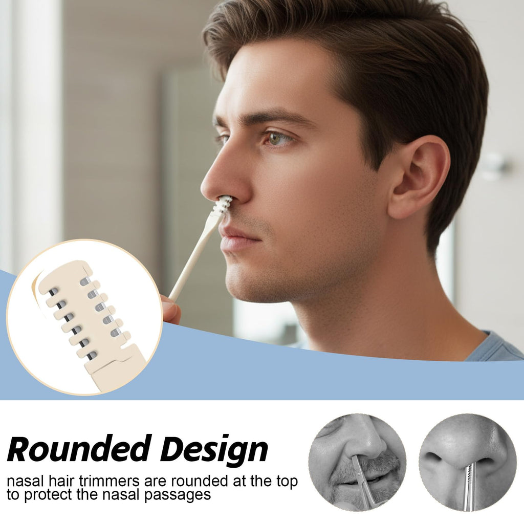 KFHENSOMR 30Pcs Manual Nose Hair Trimmer - Double Sided Nose Hairs Cleaner Rotating Nasal Hair Razor Cutter with Storage Box for Women and Men Portable Nostril Remover Tools