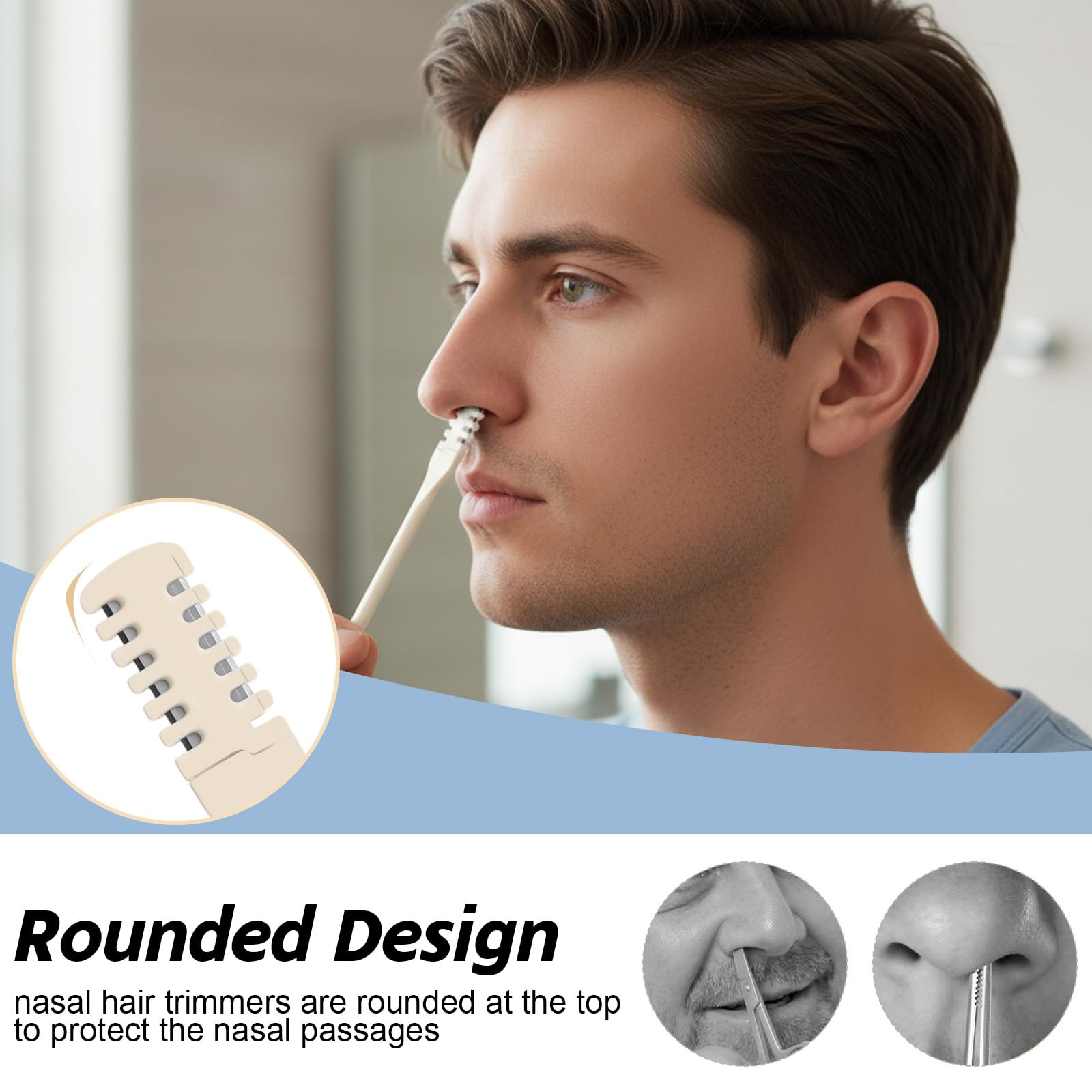 KFHENSOMR 30Pcs Manual Nose Hair Trimmer - Double Sided Nose Hairs Cleaner Rotating Nasal Hair Razor Cutter with Storage Box for Women and Men Portable Nostril Remover Tools