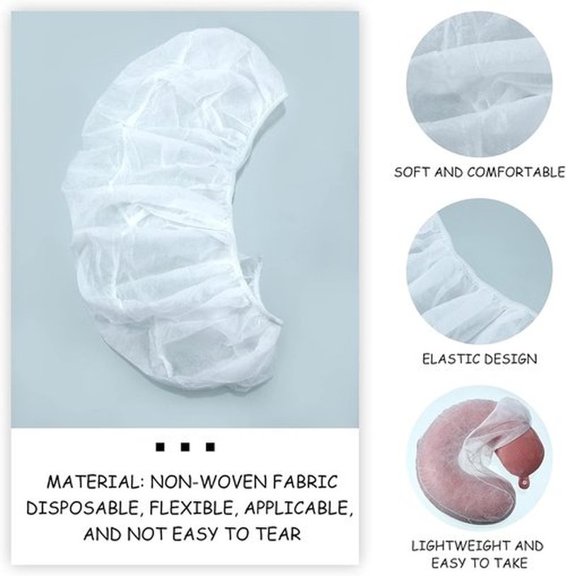 Tatuo Disposable Headrest Covers - 100 Pack Non-Sticking U-Shaped Massage Face Cradle | 14.2 x 13 Inch, White