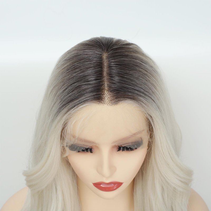 X-TRESS 30 Inch Blonde Lace Front Wigs with Body Wave, Pre Plucked, Synthetic Lace Frontal Wig with Dark Roots, 13x4x1 Density