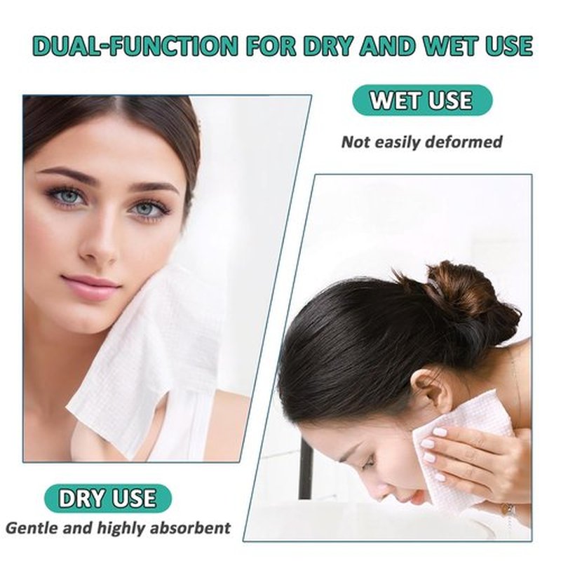 60-Count Disposable Face Towels Extra Large (10"x12") - 100% USDA Biobased, Fully Biodegradable Disposable Dry Wipes - Super Soft Makeup Remover & Facial Cloths for Sensitive Skin