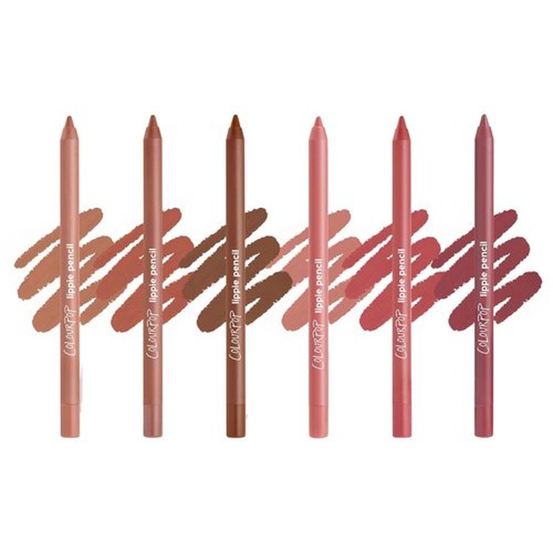 ColourPop Lined and Defined Lippie Lip Pencil Kit - High-Pigment, Long-Lasting Lip Liners | Nude Pink & Brown Shades (6 Count)