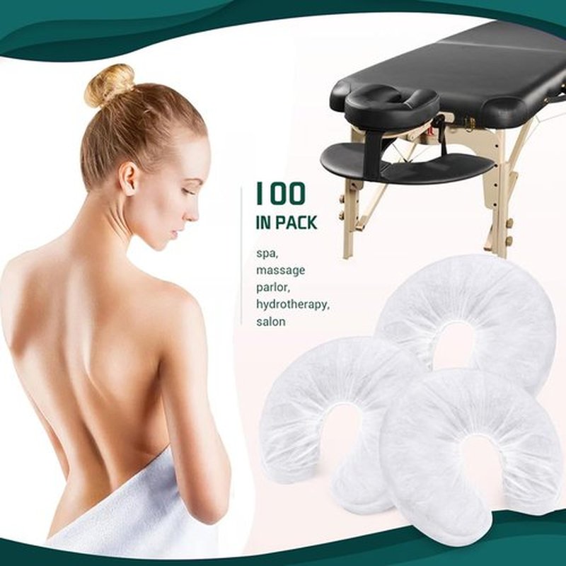 Noverlife Disposable Fitted Face Cradle Covers - 100PCS Ultra Soft Non-Woven Massage Table & Chair Covers | Universal Size