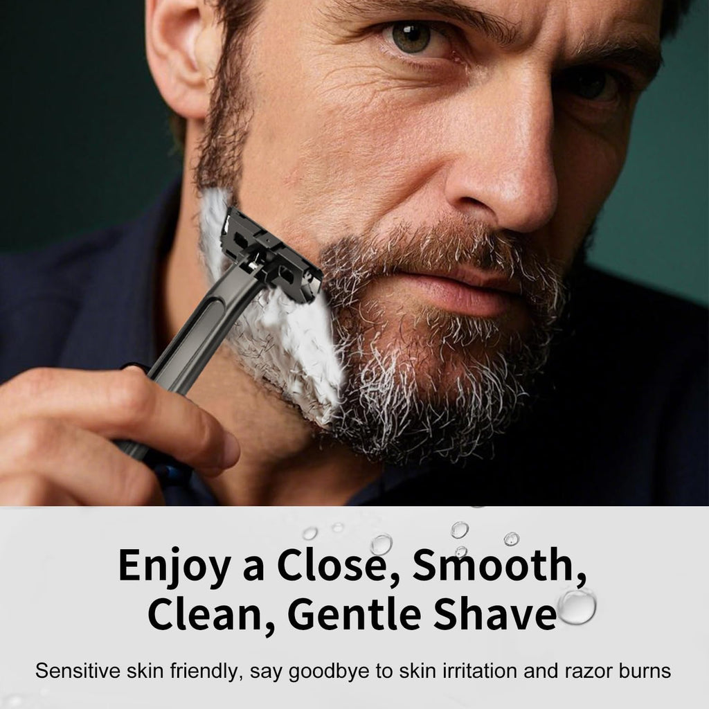 THURLADY Dual-Blade Safety Razor with Pivoting Head, Matte Black
