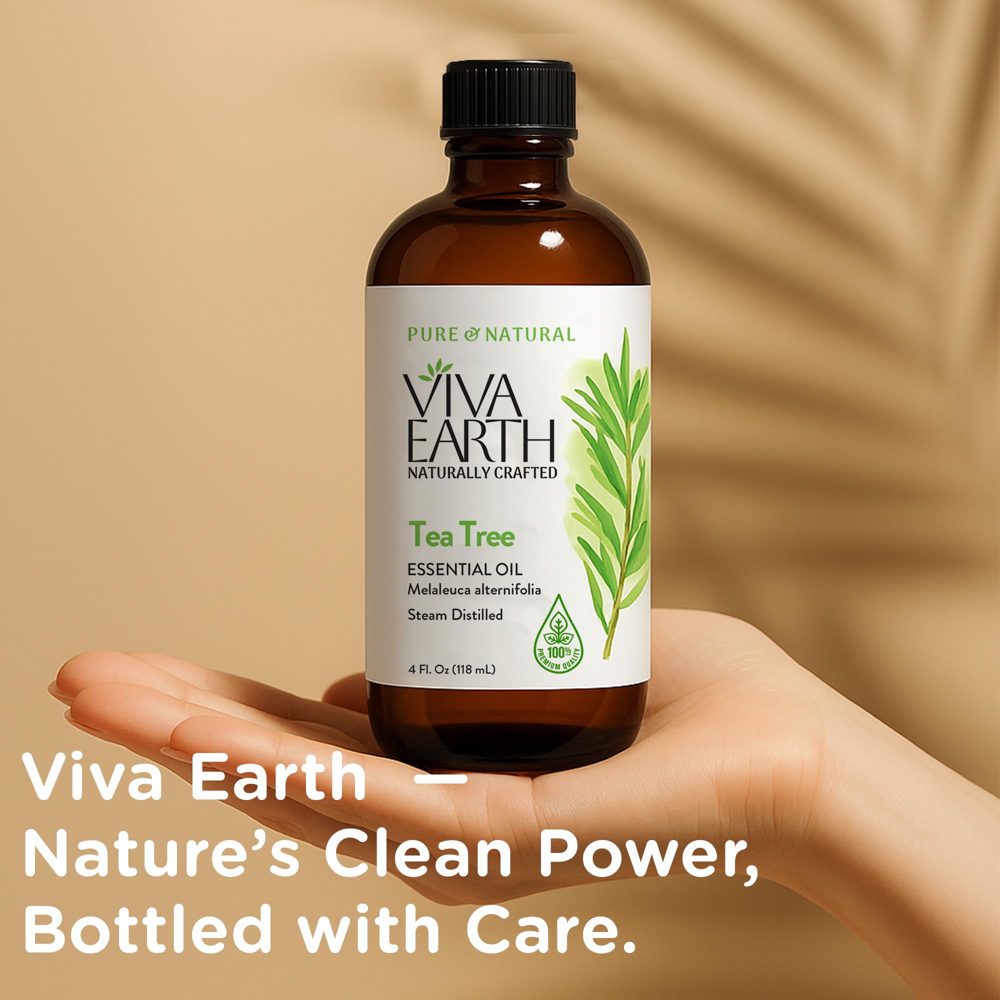 Viva Earth Tea Tree Essential Oil – 100% Pure and Natural Tea Tree Aroma for Diffusers, Aromatherapy, Hair and Scalp Care, Skin Care, Massage Oils, Soap and Candle Making – with Dropper, 4 oz