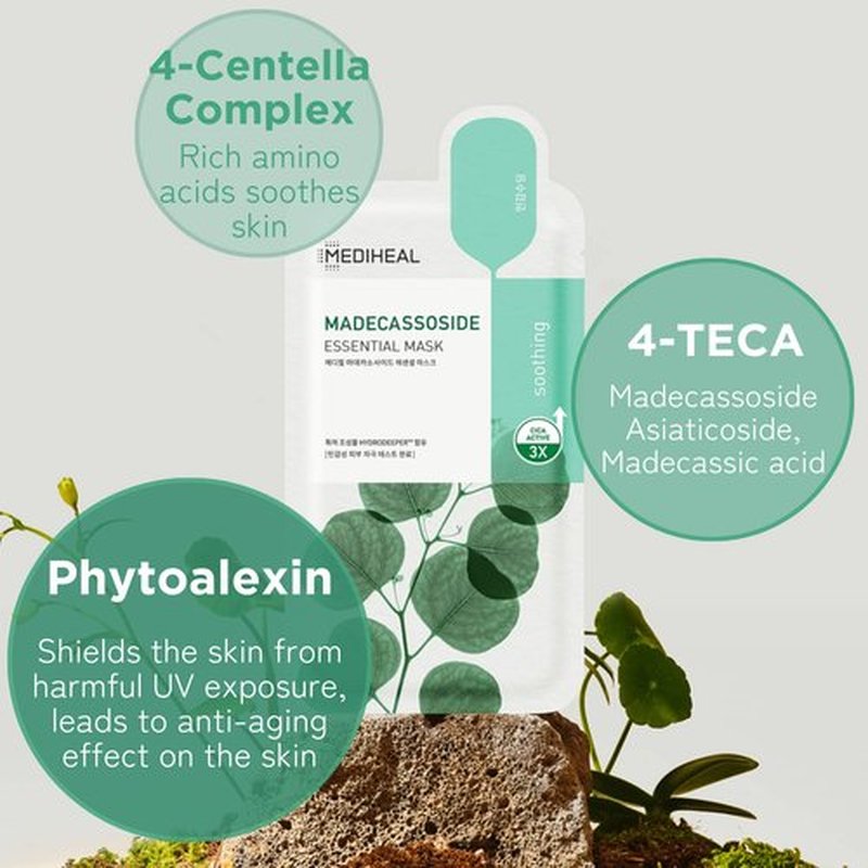 Mediheal Best Korean Sheet Mask - Madecassoside Hydrating Face Mask | 10 Sheets for Sensitive Skin
