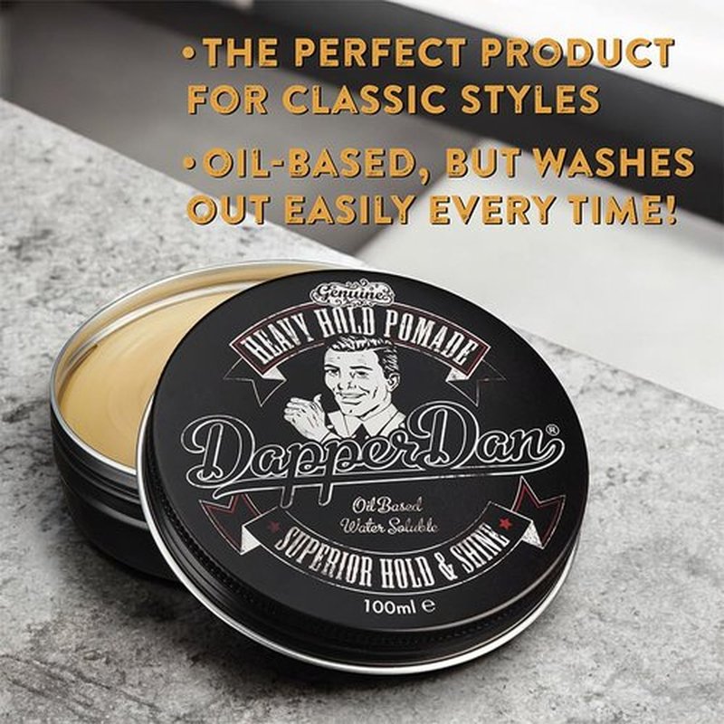 Dapper Dan Heavy Hold Pomade - Strong Hold & High Shine Hair Styling for Men | 2 x 3.38 Fl Oz