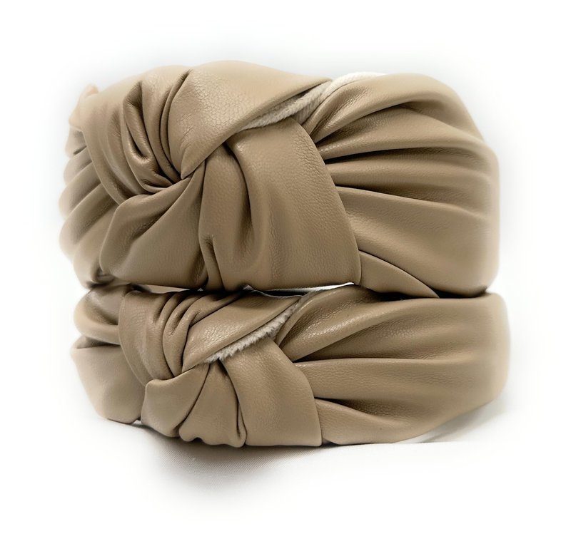 YETASI Chunky Ivory 2.5 Inches Knot Headbands for Women, Trendy Beige Head bands for Women's Hair Leather Knotted Headband for Women is a Top Knot Womens Head band Fashion Designer Girl