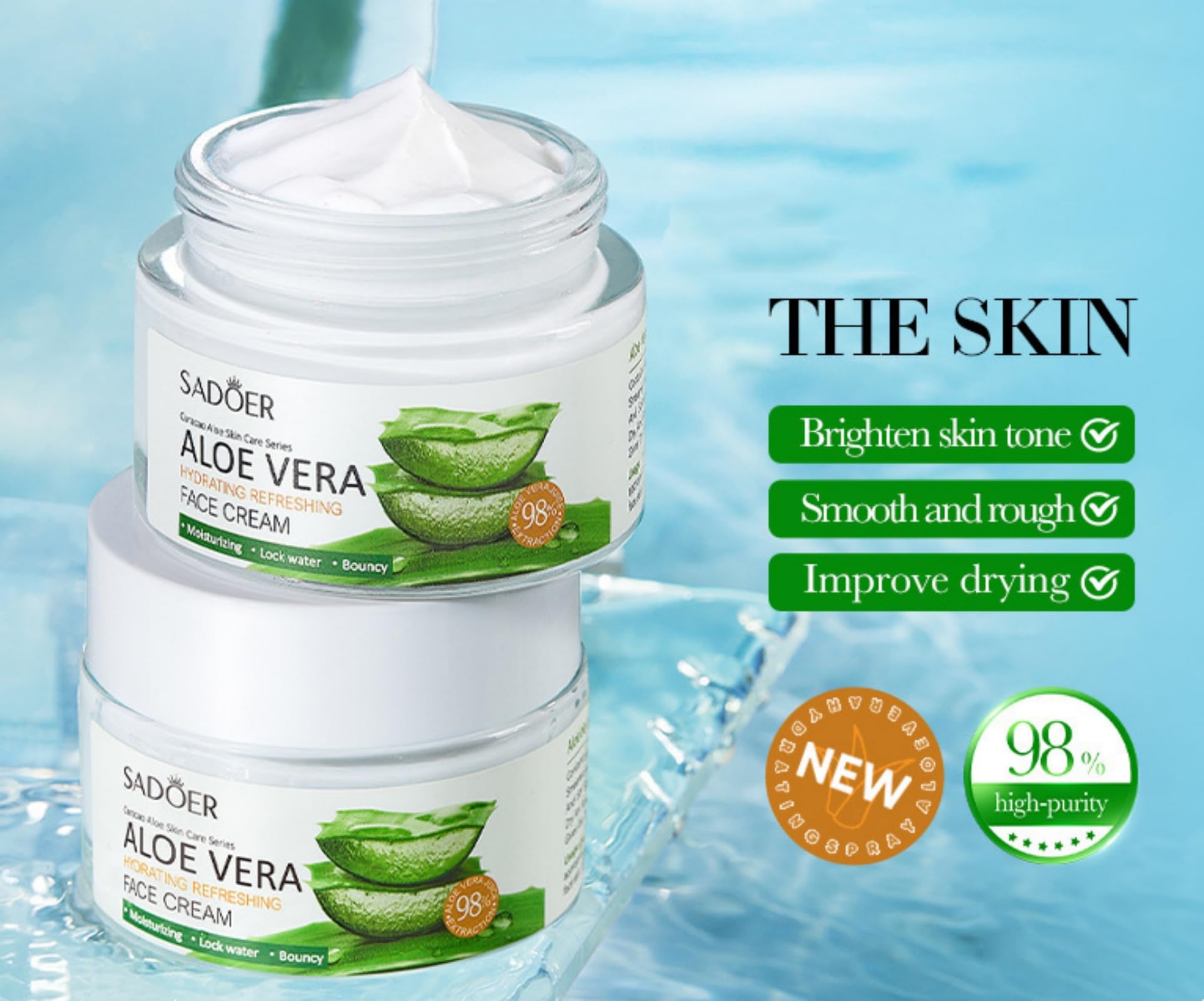 suckoo For Sadoer Aloe Vera Moisturizing Face Cream Lotion,Moisturizing Face Moisturizers,Firming Hydrating Facial Creams,Facial Skin Care,Brighten skin tone 50g 1.76 oz