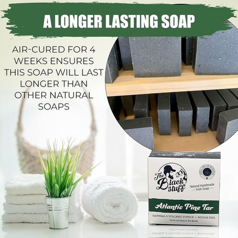 Skiennix Pine Tar Soap - Handmade Organic Men's Bar Soap with Essential Oils | Moisturizing & Cleansing 4 oz