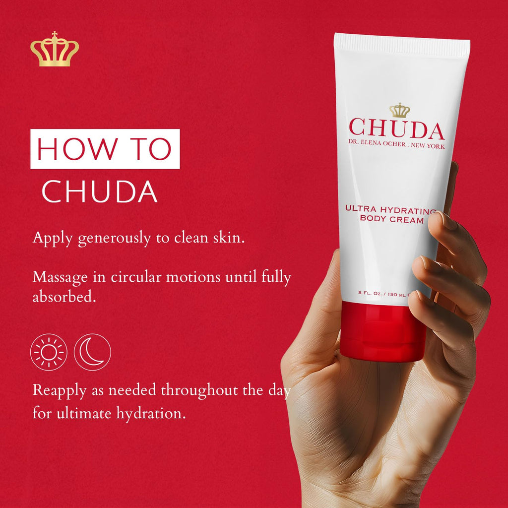 CHUDA Ultra Hydrating Body Cream - Moisturizing Cream with Remedea Compound, 150ml Made in USA, Fast Absorbing Body Lotion for Dry Skin, Anti Aging Body Moisturizer Cream, Daily Hydrating Cream Lotion