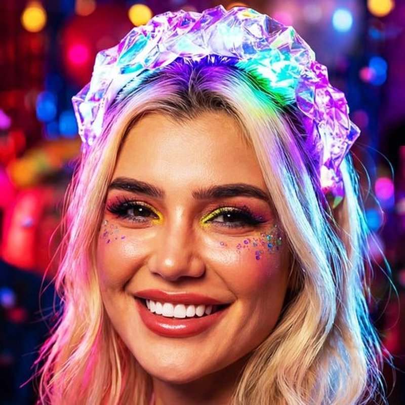 GORTIN Light up Headband LED Neon Headpiece Carnival Rave Costume Hair Accessories for Women