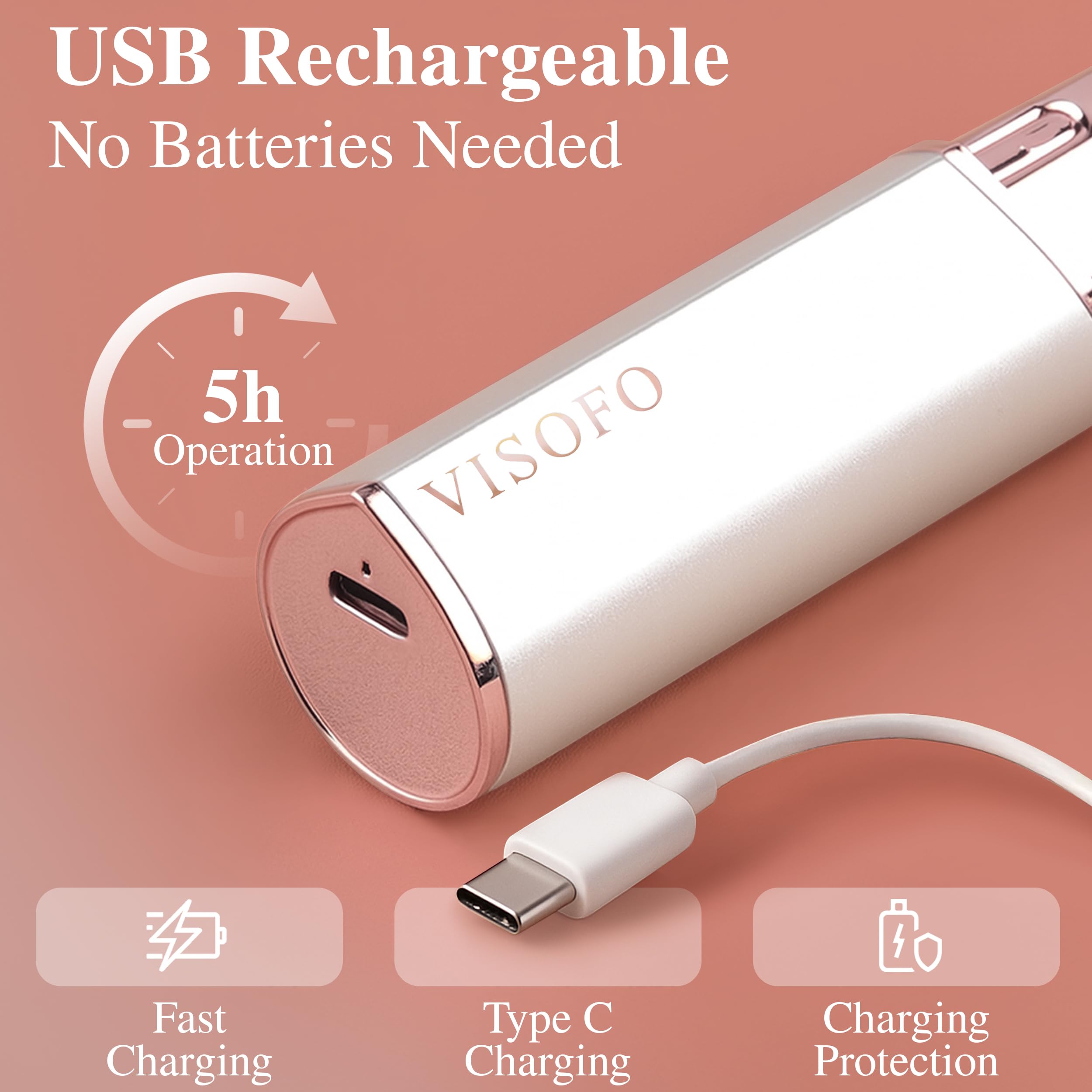 VISOFO Facial Hair Removal for Women | Gen3 Upper Lip Mustache Remover Device Face Shaver Woman Chin Peach Fuzz Electric Trimmer Dermaplane Female Razor Ladies Tweezers Lady Epilator Girls