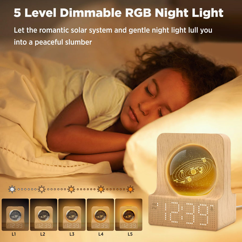 DreamSky Space Alarm Clock for Kids Teens with RGB Night Light for Bedroom