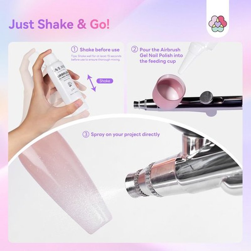 SAVILAND Airbrush Gel Nail Polish: 50 ml Dilution-Free White Gel Nail Polish Non-Acetone Airbrush Paint for Nails with Fine Mist for Gradient Ombre Blush French Nails Art Paint Salon