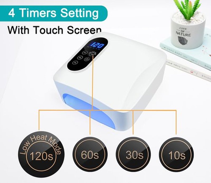 PASSHA 72W Cordless LED Nail Lamp, Rechargeable UV Nail Dryer for Gel Polish, Portable Manicure Light with 4 Timers, LCD Display, 36 LED Beads