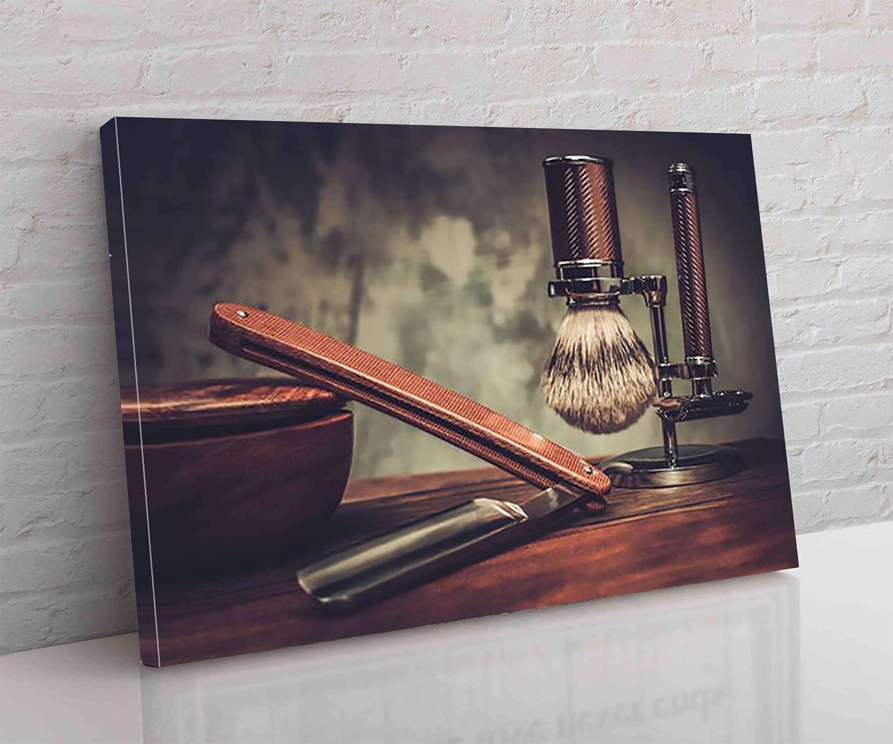 KEJPU Canvas Wall Art Barber Shop Decor,Wall Art Barbershop Canvas Art Artwork Painting for Modern Living Room Office Decor Framed Ready to Hang 8"x12"