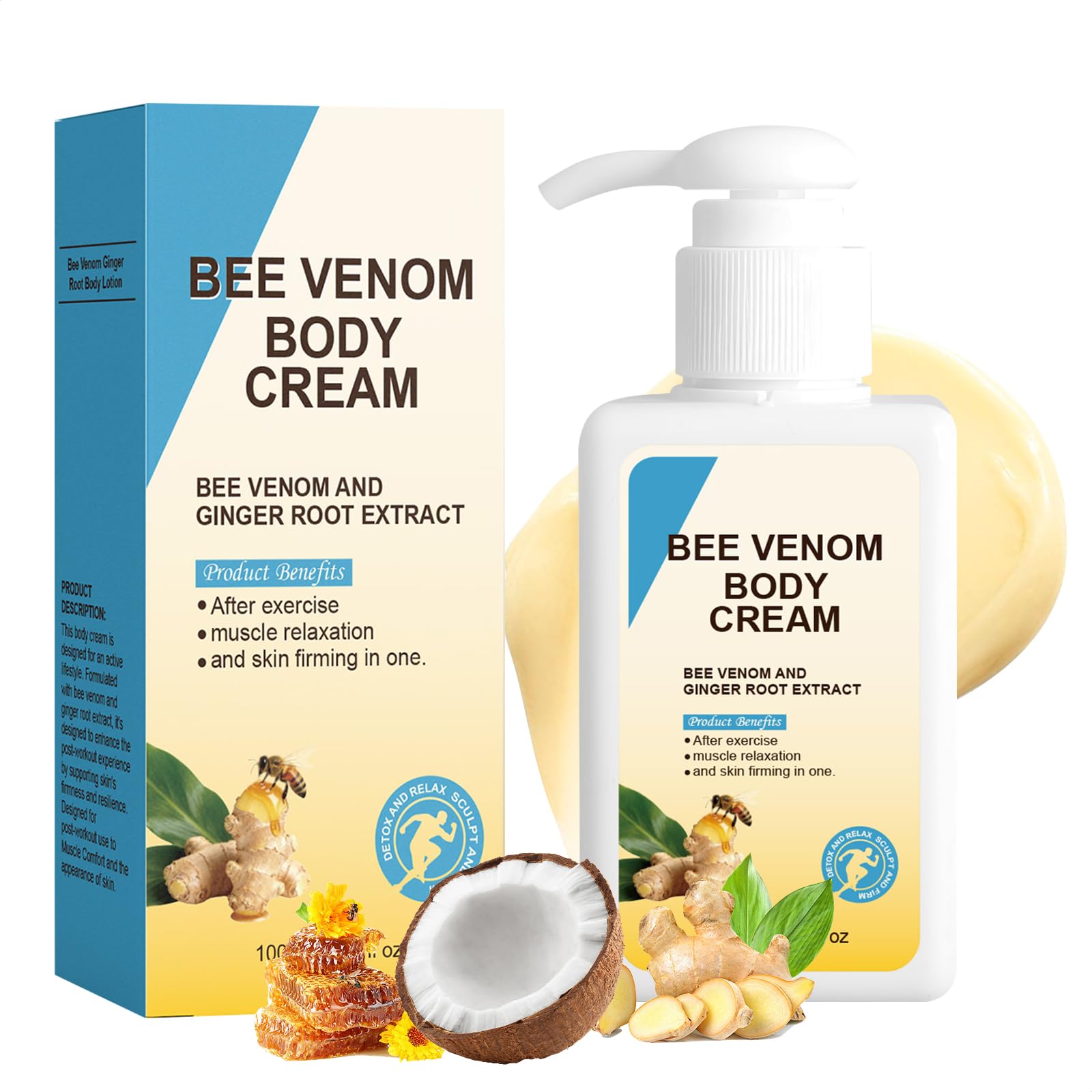 OZZKSO Bee Venom body Cream, Anti-Aging Firming Cream, Bee Venom Skin Firming Cream, Gentle C-ream for All S kin Types,100ML/3.4 Fl.oz