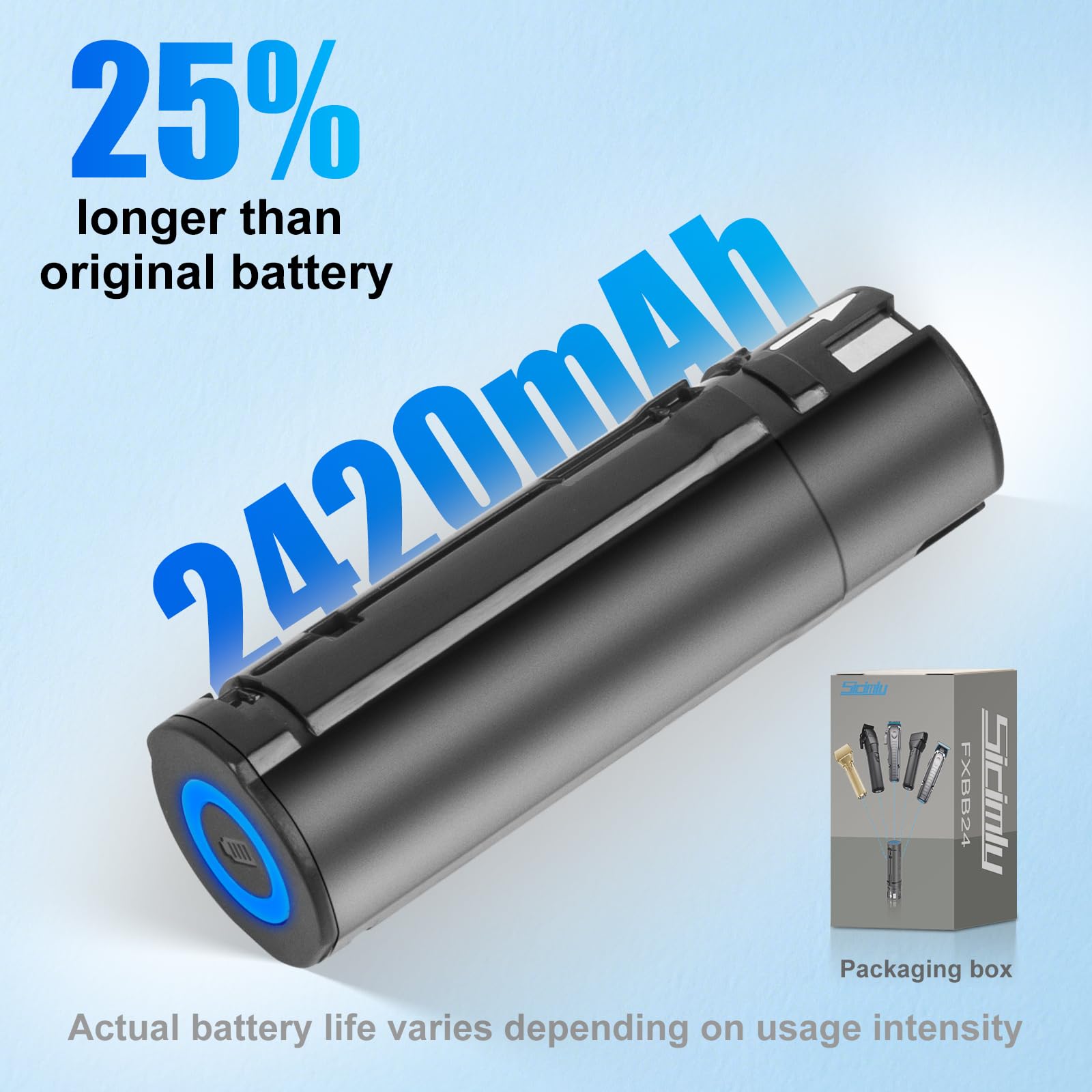 Sicimly for BaBylissPRO FXONE Battery Replacement,FXBB24 Compatible with FXONE LO-PROFX Shaving Tool, Interchangeable Lithium-ion Battery Packs.Fits Original Charger(1PCS)