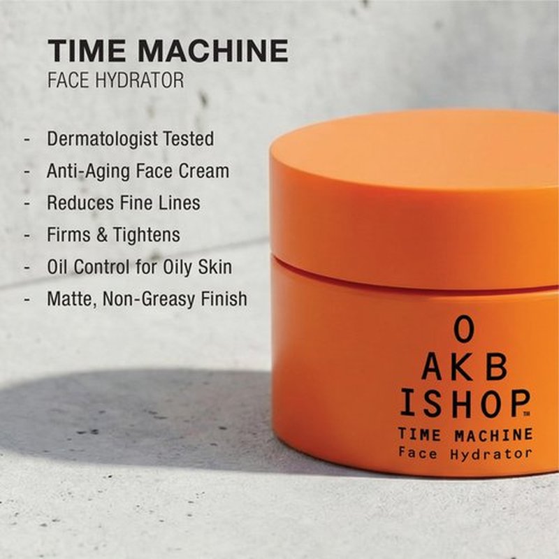 Oak Bishop Time Machine Men’s Face Moisturizer – Anti Aging Cream with Caffeine, Hyaluronic Acid & Squalane – Firming, Lightweight, Non-Greasy – 1.69 oz