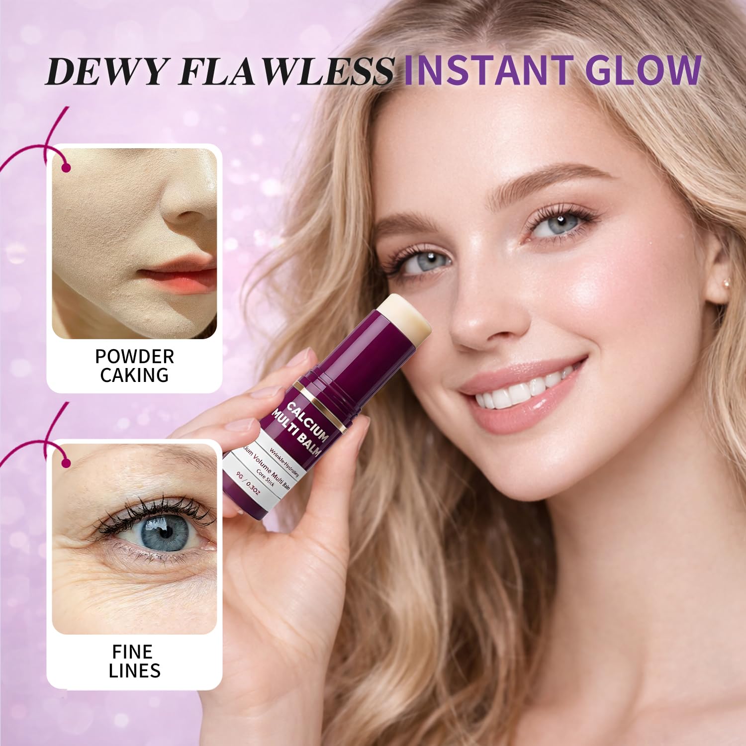 LMMPPQQ Calcium Volume Multi Balm for Wrinkles,Korean Collagen Firming & Hydrating Calcium Multi Balm Stick with Vitamin D & Shea Butter,Supports Skin Barrier for Eyes,Face & Neck