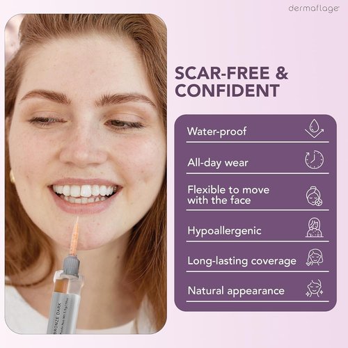 Dermaflage Scar Filler Kit - Waterproof Concealer for Deep Scars | Bronze Dark, 1 Month Supply